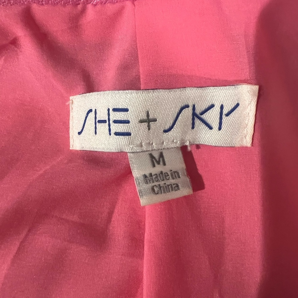 She + Sky Womens Oversized Faded Faux Leather Blazer Jacket Size Medium Hot Pink - Picture 3 of 5